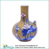 Ceramic vase bulging with lotus and bird, canary color glazed
